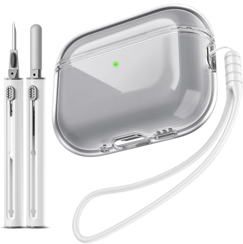 EQD für AirPods Pro 3 Hülle Transparent, mit Reinigungskit, schwarz