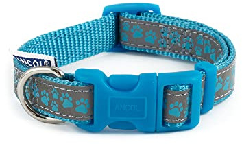 Ancol Fashion Nylon Adjustable Collar Blue Paw 20-30cm SZ1-2