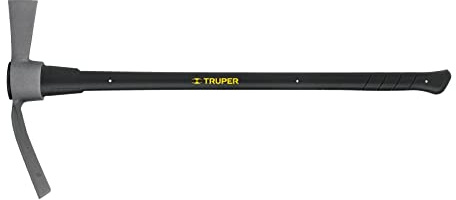 Truper 5 lb Cutter Mattock, 36-Inch Heavy-Duty Fiberglass Handle with Shock-Absorbing Grip, Forged Steel Dual-Head Digging and Root Cutting Tool (Model TH-5F / 31638)