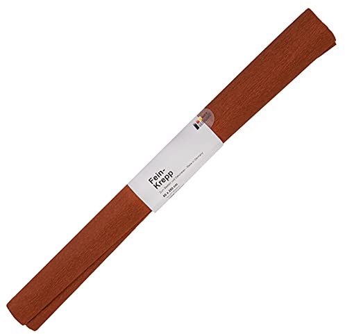 folia 820161 - Krepppapier, 10 Rollen in kastanienbraun, jede Rolle ca. 50 x 250 cm, 32 g/m², sehr elastisches und dünnes Papier, mit einer unebenen und rauen Oberfläche