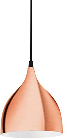 EGLO Pendelleuchte Coretto, 1 flammige Hängelampe, Hängeleuchte aus Metall in gebürstetem Kupfer, Esstischlampe, Wohnzimmerlampe hängend mit E27 Fassung, Ø 17 cm
