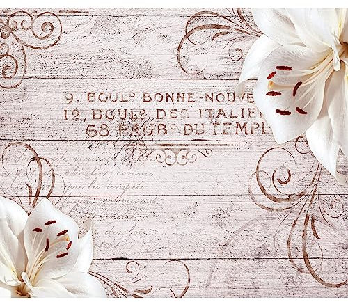 murando Fototapete Blumen Lilien 350x256 cm Vlies Tapeten Wandtapete XXL Moderne Wanddeko Design Wand Dekoration Wohnzimmer Schlafzimmer Büro Flur Holz Blume Ornament b-A-0170-a-d