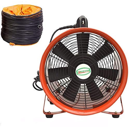 New Portable Ventilator Industrial Axial Metal Blower Workshop Extractor 110V Heavy Duty Air Ventilating Commercial with Duct 12 16'' (16 Inches - 400mm (with Duct))