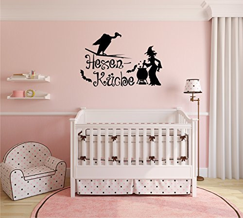 INDIGOS UG - Wandtattoo Wohnzimmer - Wandaufkleber Hexenküche 114cm x 60cm schwarz E937 - Aufkleber Kinderzimmer Schlafzimmer Küche Badezimmer Büro Dekoration