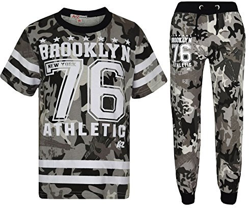 A2Z 4 Kids Boys Top Kids Designer's Brooklyn New York 76 Athletic - Boys Brooklyn 76 Set Camo Charcoal 13