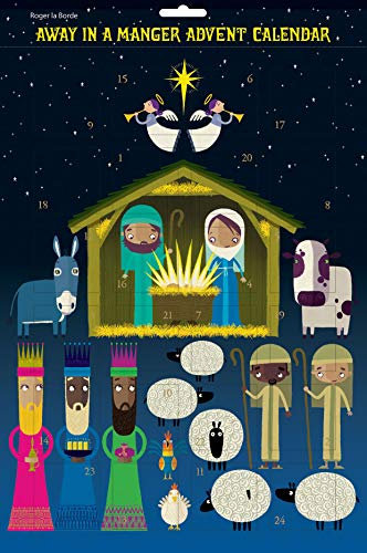 Roger la Borde Adventskalender Away in a Manger flach - 380 mm x 270 mm Goldfolie
