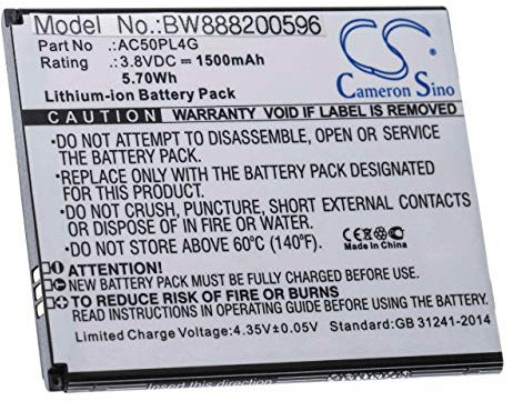 vhbw Batterie Remplacement pour Archos AC50PL4G pour Smartphone (1500mAh, 3,8V, Li-ION)