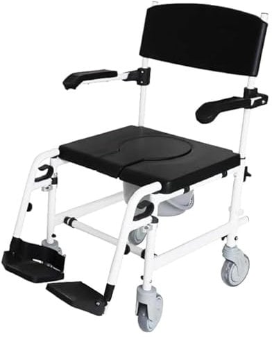 CARROZZINA Sedia a rotelle da COMODO da doccia con WC RECLINABILE water per disabili, anziani, Pieghevole, Braccioli, Seduta ergonomica, Piedini antiscivolo, sedia comoda PER WC E DOCCIA