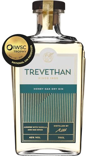 Trevethan Honey Oak Cornish London Dry Gin, Hedgerow Foraged 70cl 43% ABV | Earthy juniper, fresh citrus, herbal, floral, soft sweetness, botanicals, IWSC UK Distillery of the Year 2021