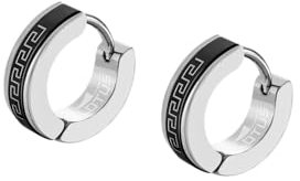 Lotus Style Ohrringe für Herren aus Edelstahl in der Farbe Silber und Schwarz, Maße: 1,18x0,4 cm, LS2159-4/1