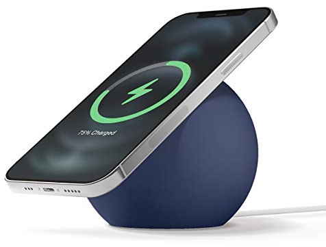 elago MS2 Supporto di Ricarica Wireless - Compatibile con Caricatore MagSafe e iPhone 17/16/15/14/13/12, Silicone Premium, Progettato per Modalità StandBy [Caricatore Non Incluso] (Jean Indigo)