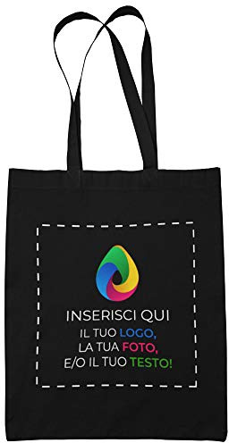 Teetaly Borsa Shopper Personalizzata - Stampa su Cotone 140gr, 38x42cm, L. Manici 67cm, 10lt