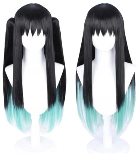 Liamiona Lange Pferdeschwänze Farbverlauf Cosplay Perücke Hitzebeständiges Haar Halloween Party Kostüme Perücke + kostenlose Perückenkappe