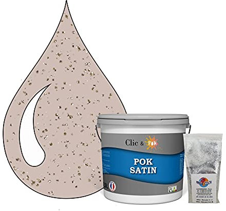 POK PAILLETTE : Peinture de Finition Acrylique Effet Pailleté Murs Intérieurs 2,5L - Rose Poudré