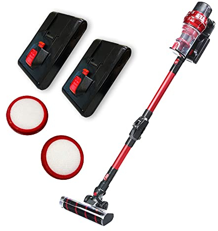 Silicon CPV Cordless, 33KPa, 4 in 1 Stick Upright Rechargeable Vacuum Cleaner for Pet Hair Car Hard Floor and Carpet (Vacuum & 2 Batteries & 2 Spare Filters)