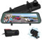 MHCABSR Dreifach Spiegel Dashcam Rückfahrkamera, 3 Kanal 9,6 Zoll Touchscreen, wasserdichte Rückfahrkamera mit Frontkamera, 360 ° im Auto Kamera mit Loop-Aufnahme, G-Sensor, Einparkhilfe