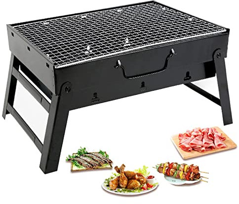 ZPYXBH Parrilla De Carbón, 43X29x23cm, Parrilla De Carbón Parrilla Plegable Portátil para Picnic, Viajes, Patio O Camping En El Jardín 3 A 5 Personas Ahumar Carbón Char Broil BBQ Pit Grill