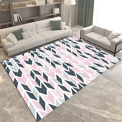 RUGMRZ Tapis D Entree Tante Enfant Chambre Facile d'entretien Tapis De Salon Salle À Manger Gris Rose Lavable en Machine Tapis D¡¯Eveil 60 x 90 cm