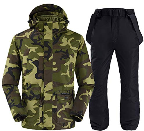 Saeohnssty Outdoor-Herren-Snowboard-Jacken und -Hose, Tarnmuster, wasserdicht, winddicht, Snowboard-Jacken und -Hose, Skifahren-Set, Farbe: 12 XXL