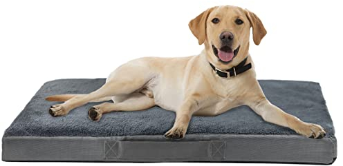 Nepfaivy Dog Bed Extra Large - Waterproof Orthopedic Mattress for Dog Crate, 105×70×7.5cm Soft Medium Bed with Removable and Washable Plush Covers