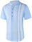 APTRO Mens Short Sleeve Linen Shirts Casual Cotton Shirts Summer Shirts Hawaiian Striped Grandad Henley Shirts Stripe Light Blue MHL50 L
