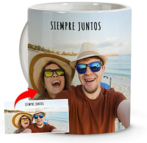 LolaPix Pack de 5 Tazas Personalizadas con Foto y Texto - Regalo Original para Amigas y Amigo Invisible - Personalizar con Fotos y Canecas
