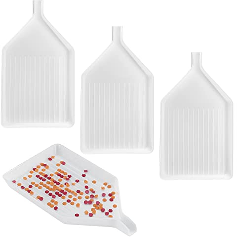 Bnnrjia 4 Pcs Diamond Art Painting Trays, Plastic Reusable Bead Sorting Rhinestone Gems Nail Arts Plate Cross Stitch Dotting Accessories Tools Storage Containers Tray