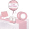 Lage Kit Decorazione tavola per Cerimonia Battesimo Bimba, stoviglie per Party Baby, Rosa e Bianco con Cuori e Pois, comprende 24 Bicchieri, 24 Piatti, 40 Tovaglioli, 1 Tovaglia e 1 Pallone Scritta