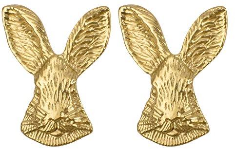 Morobor Lot de 2 boutons-de-tiroir en laiton massif forme de tête de lapin poignées décoratives pour armoires de cuisine tiroirs avec vis de montage