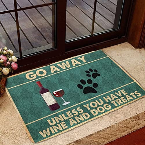 Entrance Door Mats Go Away Unless You Have Wine And Dog Treats Kitchen Mats Resist Dirt Funny Door Mat For Entry Doorstep Office 40X60Cm