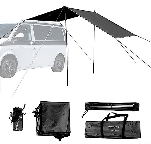 EpheyFIF Sonnensegel Sonnenschutz Polyester Markise, Schwarz Sonnendach Markise für Wohnmobile, Wohnmobile und Wohnwagen, Blocker, Komplett-Kits für Camping, Anhänger, Reisen, Auto, Zelt, Van