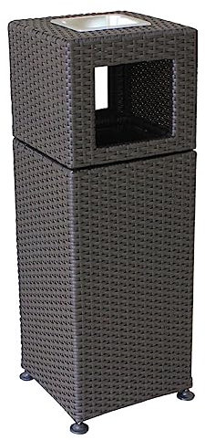 FIONEL Poubelles extérieures Rotin en plastique carré tissant grande poubelle extérieure avec cendrier conteneur de déchets de Garage de cour industrielle Grande capacité