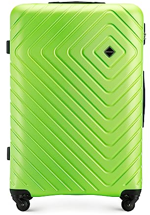 WITTCHEN Cube line Großer Koffer ABS Mit Geometrischer Prägung 4 Lenkrollen Teleskopgriff Kombinationsschloss Reisekoffer Trolley Größe L Limette