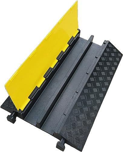 as - Schwabe Kabelbrücke 2 Kanal gerade 885 x 580 x 88 mm - Kabelschutzmatte Vollgummi - Kabelkanal 95 x 75 mm - Schlauchbrücke Belastbarkeit bis 10t - Überfahrschutz für Kabel - schwarz/gelb, 63228