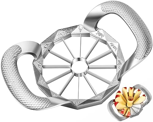 LIIGEMI Apple Slicer,12-Slices Stainless Steel Cutter,Heavy Duty Stainless Steel Apple Cutter and Divider, Anti-slip Handle, Easy to Use.