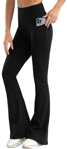 RoomTour Yogahose Damen Flared Leggings High Waisted Pants Workout Bootcut Leggings Lounge Slim Fit Leggings Schwarz M