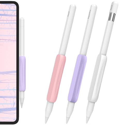 AhaStyle Paquete de 3 Agarres de Silicona para Apple Pencil Pro, Apple Pencil (USB-C) y Apple Pencil 2nd Generation Soportes Diseño ergonómico Agarre Funda Protectora Compatible con iPad Pen