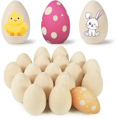 18Pz Uova di Pasqua Legno Uova di Legno da Decorare Caccia all'uovo di Pasqua Decorazioni Pasquali Centrotavola Pasqua Regalo Bambini Artigianato Fai da Te