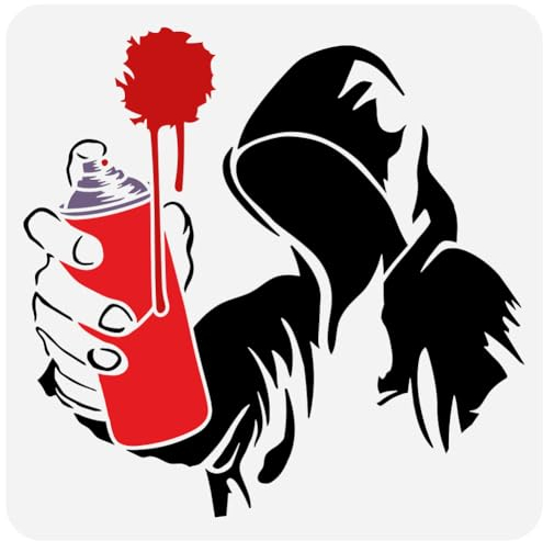 FINGERINSPIRE Banksy Man Graffiti Spray Paint Stencil 30x30cm Reusable Man Graffiti Painting Stencil Large Spray Paint Drawing Template Plastic PET Banksy Theme Stencil for Painting on Wood