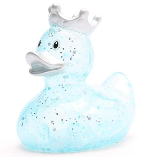 Badeente König Glitzer blau - inkl. Gummienten-Schlüsselanhänger im Set, Quietscheente, königlich, Royals, Glitzer und Glamour,