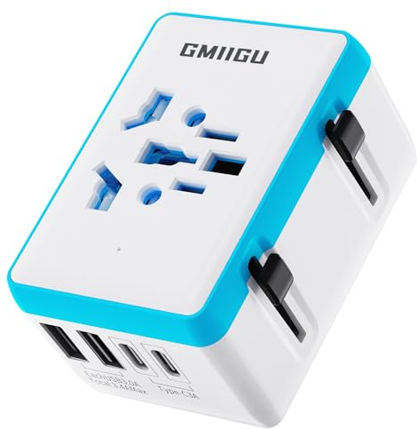 Gmiigu Reiseadapter Weltweit, Adapter usa Deutschland stecker mit 2USB-A 2USB-C, usa Adapter Steckdose, uk to eu Adapter us to eu, steckdosenadapter England, Thailand, eurostecker reisestecker