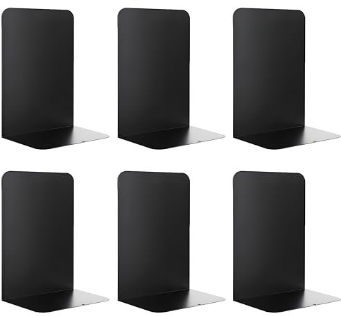 Kiswleon 6 Buchstützen 21x13.5x9cm,Buchhalter Metall Leseständer,Buchstütze Aus Schwarz Metall,Bücherstützen,Buchständer für Notenständer, Bücherhalter für Regal für Kinder,Büro,Buch