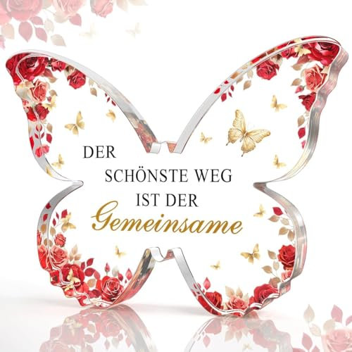 CheriGift Hochzeitsgeschenke für Brautpaar, Hochzeitspaar Geschenk, Acryl Schmetterling Plakette Dekoration, Geschenke zur Hochzeit Verlobung für Sie Ihn