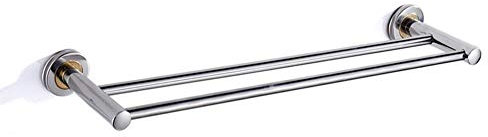 MKAK Montage Mural épais en Acier Inoxydable Salle de Bains Porte-Serviettes étagère 1 ou 2 Porte-Rail Toilette Salle de Bains d'eau Porte-Serviettes(Double Rod,60cm)