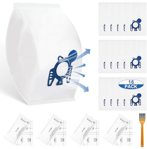 16 Pack GN Vacuum Cleaner Bags for Miele Classic C1 Complete C2/C3, S227 S240, S270 S400, S400i S600 S5 S8, Vacuum Dust Bags Replacements with 4 set Air Filter Compatible with Miele GN Vacuum Cleaner