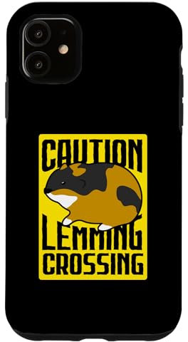 iPhone 11 Caution Lemming Crossing Hamster Guinea Pig Zoologist Case