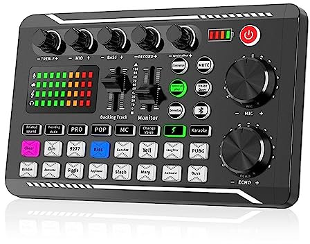 XRPOUXMTE Sound Card Kit Podcast Microphone Sound Card Kit,Professional Studio Condenser MicF998 Live Sound Mixer Studio Setup For Recording Music (Only Sound Card 1)