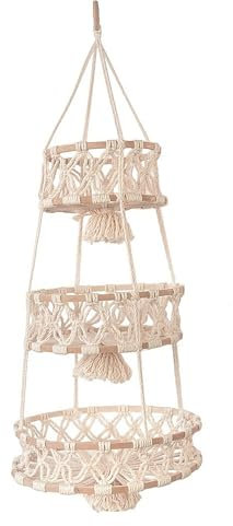 ZHDOKA Cesta Colgante para Macetas, macramé con Borla, macramé Colgante Hecho a Mano, Cesta de Almacenamiento de Frutas y Verduras, Red para Colgar en la Pared para Decoración