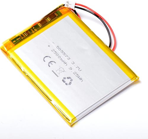 AFTERTECH 505573 2500mAh 2,5Ah 73x55x5mm CELLA POLIMERI DI LITIO LI-POLIMER LIPO 3,7v 3,7v RICARICABILE CON BMS E CONNETTORE JST PHR 02 M4D1