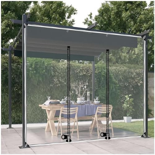 Pannelli laterali in PVC per gazebo e pergola, impermeabili, trasparenti, con occhielli, ideali per garage e patio, 6 x 2,2 m